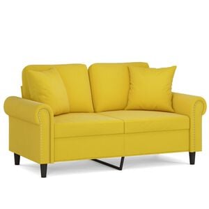vidaXL Canap&eacute; 2 places avec oreillers d&eacute;coratifs jaune 120 cm velours