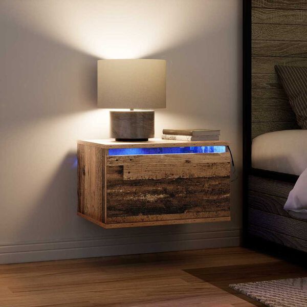 vidaXL Cabinet de chevet mural avec tiroir Bois ancien 50 x 36 x 30 cm