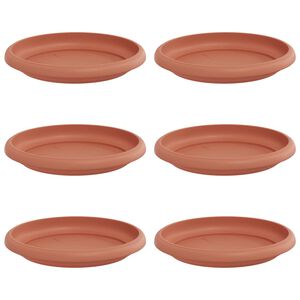 vidaXL Plateau &agrave; fleurs rond 6 pcs Rouge brique &Oslash; 14 x 2 cm Plastique