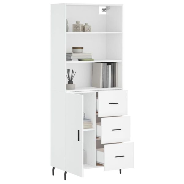 vidaXL Buffet haut Blanc 69,5x34x180 cm Bois d'ing&eacute;nierie