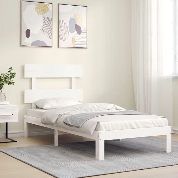 vidaXL Cadre de lit sans matelas blanc bois de pin massif