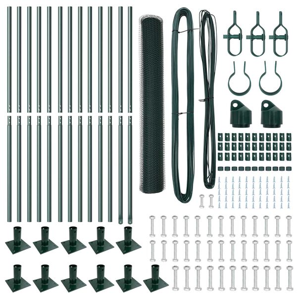 vidaXL Poteau de cl&ocirc;ture. Vert 25 x 1,2 m (maille de 13 mm) Acier