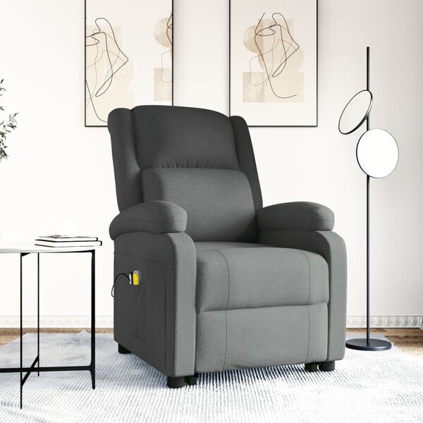 vidaXL Fauteuil de massage inclinable Gris fonc&eacute; Tissu