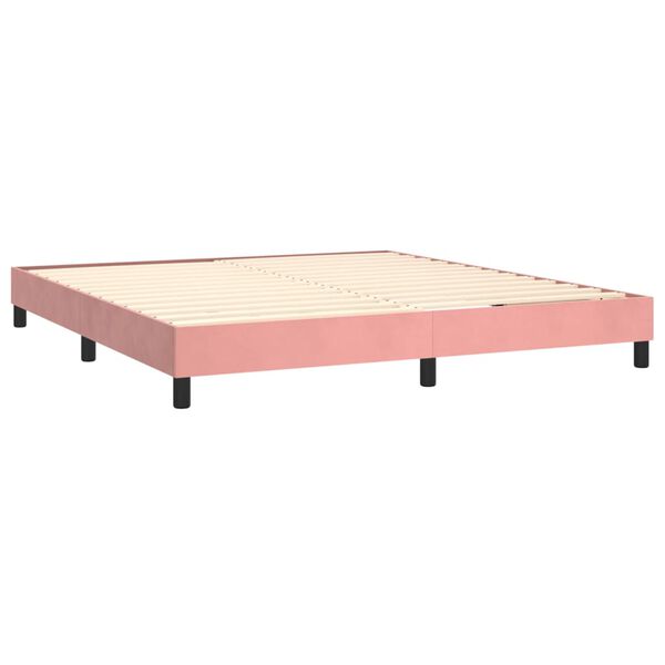 vidaXL Sommier &agrave; lattes de lit avec matelas Rose 160x200 cm Velours
