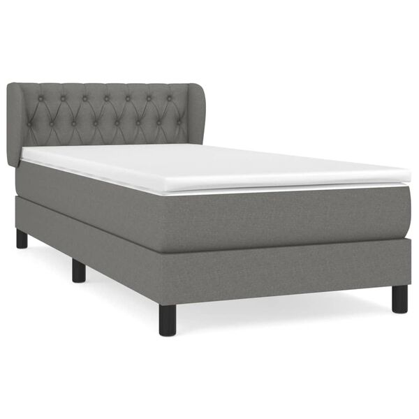 vidaXL Sommier &agrave; lattes de lit avec matelas Gris fonc&eacute; 90x200 cm Tissu