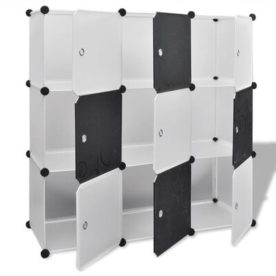 Étagère noir et blanc à 9 compartiments cubiques 110 x 37 x 110 cm