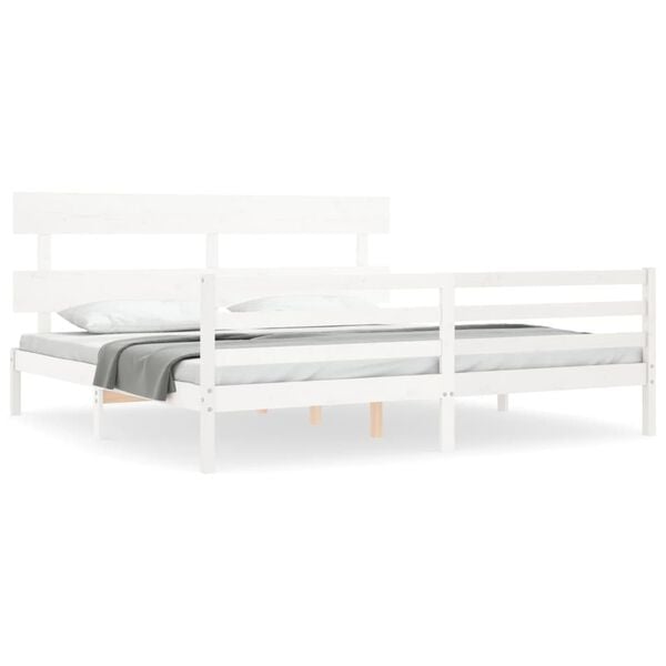 vidaXL Cadre de lit sans matelas blanc 200x200 cm bois massif