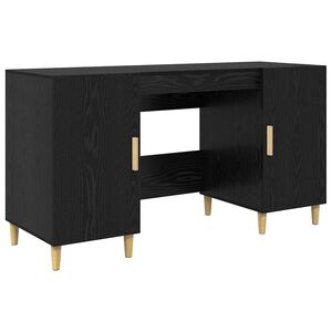 vidaXL Bureau avec porte Ch&ecirc;ne noir 140 x 50 x 75 cm Bois d'ing&eacute;nierie