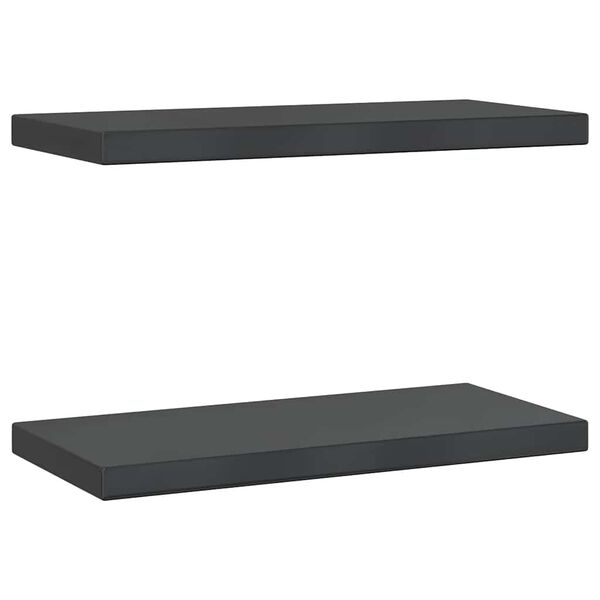 vidaXL &Eacute;tag&egrave;res murales 2 pcs 50x23,5x3 cm noir acier inoxydable