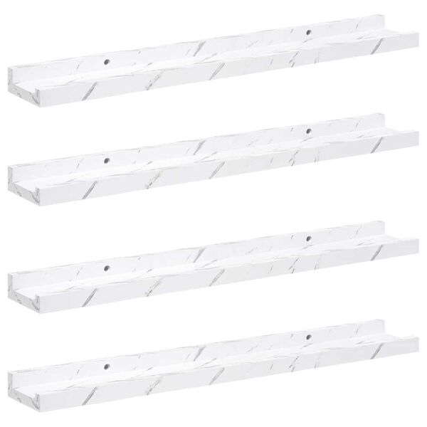vidaXL &Eacute;tag&egrave;re Murale avec &eacute;tag&egrave;re 4 pcs Marbre blanc 60 x 9 x 3 cm