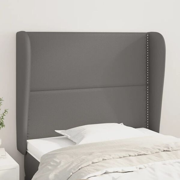 vidaXL T&ecirc;te de lit avec oreilles Gris 93x23x118/128 cm Similicuir