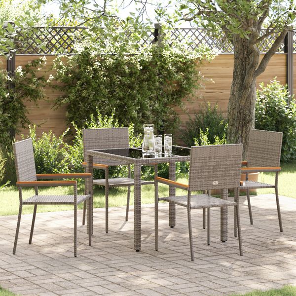 vidaXL Ensemble de salle &agrave; manger pour jardin 5 pcs Gris polyrotin