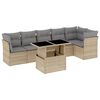 vidaXL Salon de jardin avec coussins 7 pcs beige r&eacute;sine tress&eacute;e