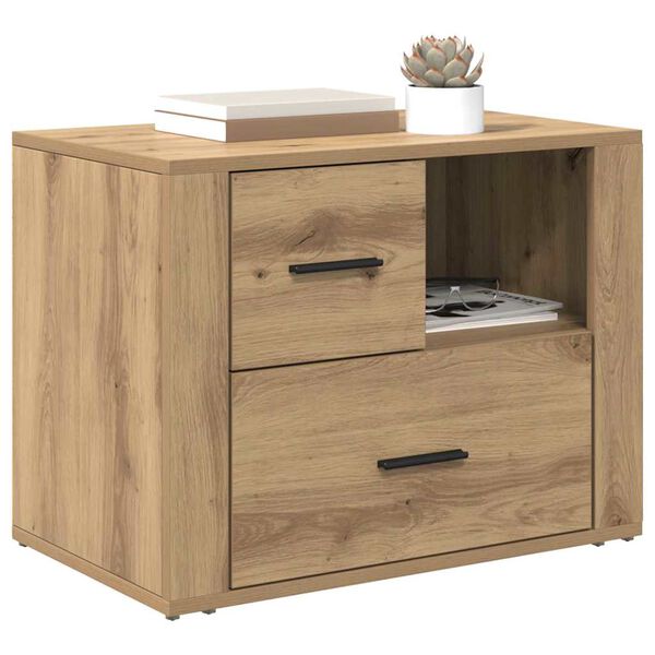 vidaXL Cabinet de chevet avec tiroir Ch&ecirc;ne artisanal 35 x 60 x 50 cm