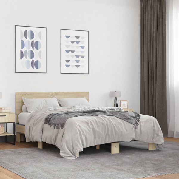 vidaXL Cadre de lit sans matelas ch&ecirc;ne sonoma 140x200 cm