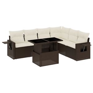 vidaXL Salon de jardin avec coussins 7 pcs marron r&eacute;sine tress&eacute;e