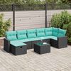vidaXL Salon de jardin 8 pcs avec coussins noir r&eacute;sine tress&eacute;e