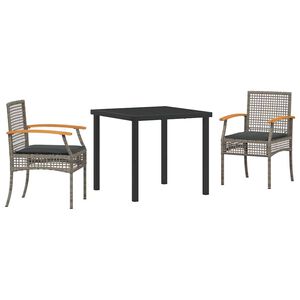 vidaXL Ensemble de salle &agrave; manger pour jardin 3 pc Gris et Noir Rotin