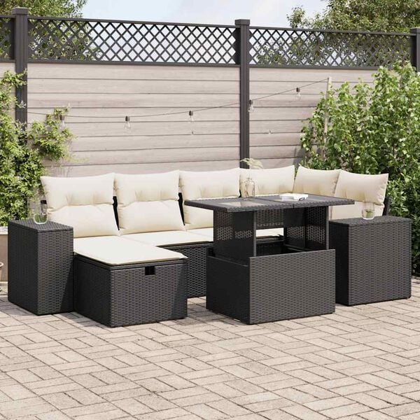 vidaXL Salon de jardin 8 pcs avec coussins noir r&eacute;sine tress&eacute;e