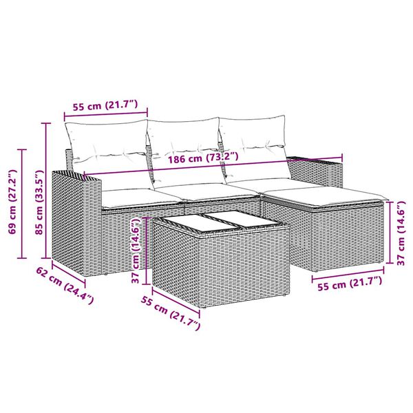 vidaXL Salon de jardin 5 pcs avec coussins gris clair r&eacute;sine tress&eacute;e