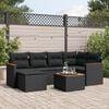vidaXL Salon de jardin 7 pcs avec coussins noir r&eacute;sine tress&eacute;e