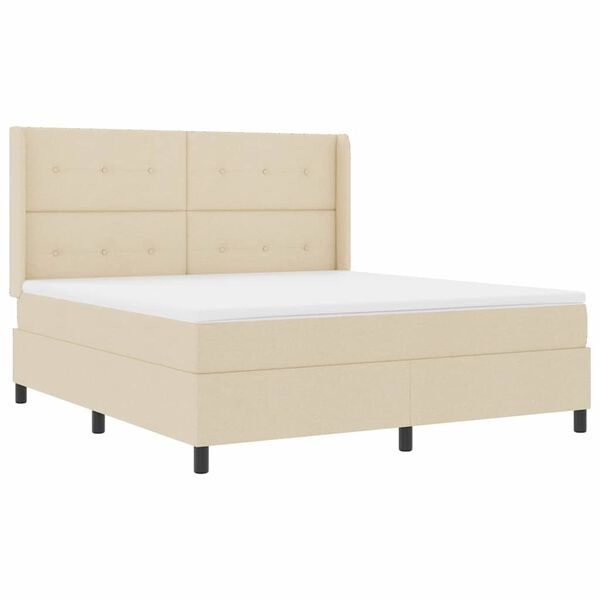 vidaXL Lit &agrave; ressort LED avec matelas Cr&egrave;me 180 x 200 cm tissu