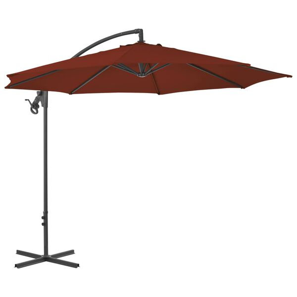 vidaXL Parasol de jardin en porte-&agrave;-faux avec m&acirc;t en acier terre cuite