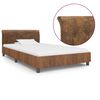 vidaXL Cadre de lit sans matelas marron similicuir daim 100x200 cm