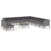 vidaXL Salon de jardin 12 pcs avec coussins R&eacute;sine tress&eacute;e Gris