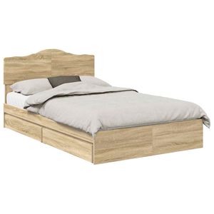 vidaXL Lit de Rangement Ch&ecirc;ne Sonoma 135 x 190 cm Bois d'ing&eacute;nierie