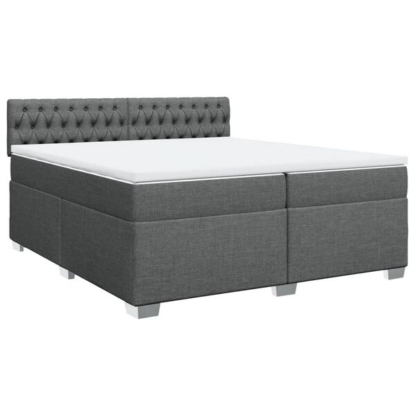 vidaXL Sommier &agrave; lattes de lit avec matelas Gris fonc&eacute; 200x200cm Tissu