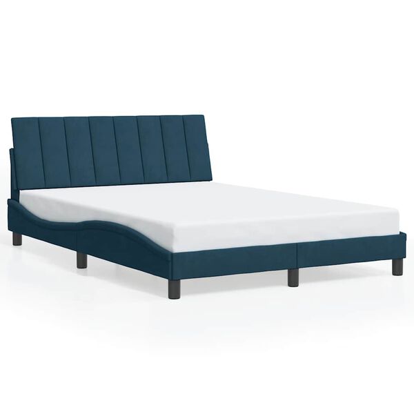 vidaXL Cadre de lit sans matelas Hanko bleu 140x200 cm velours