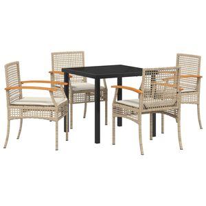vidaXL Ensemble de salle &agrave; manger pour jardin 5 pc Beige et Noir Rotin