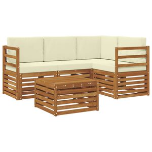 vidaXL Ensemble de canap&eacute;s d'ext&eacute;rieur 5 pc 4 place Naturel et Cr&egrave;me