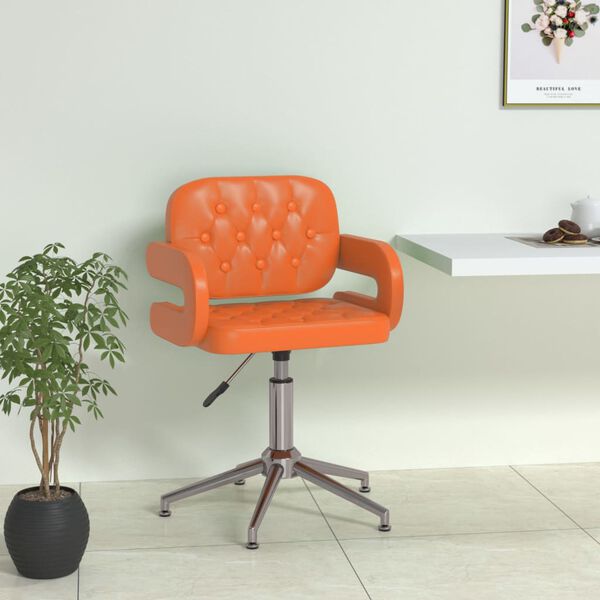 vidaXL Chaise pivotante de salle &agrave; manger Orange Similicuir
