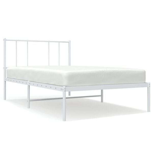 vidaXL Cadre de lit métal sans matelas avec tête de lit blanc 75x190cm