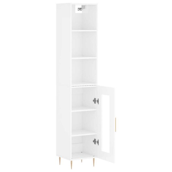 vidaXL Buffet haut Blanc brillant 34,5x34x180 cm Bois d'ing&eacute;nierie