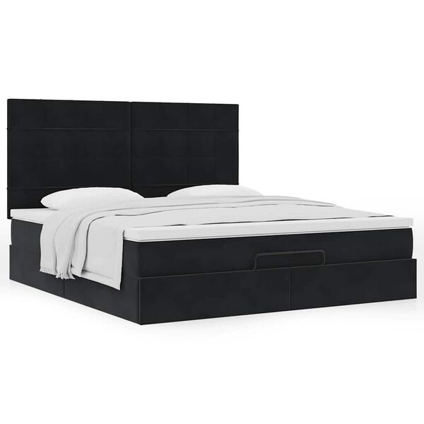 VidaXL Cadre de lit ottoman avec matelas noir 180x200cm velours