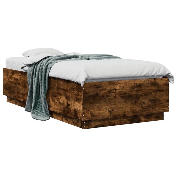 vidaXL Cadre de lit sans matelas ch&ecirc;ne fum&eacute; 75x190 cm