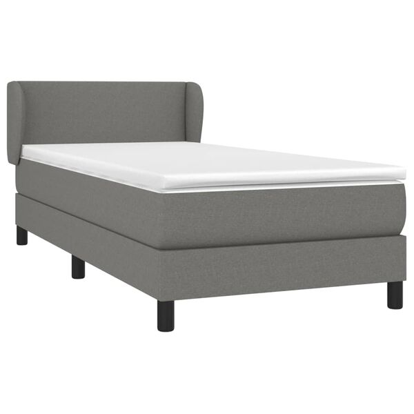 vidaXL Sommier &agrave; lattes de lit avec matelas Gris fonc&eacute; 80x200 cm Tissu