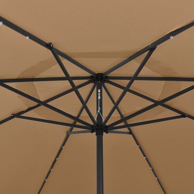 vidaXL Parasol d'extérieur avec LED et mât en métal 400 cm Taupe