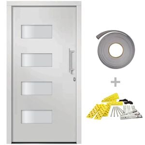 vidaXL Porte d'entr&eacute;e Aluminium et PVC Blanc 100x200 cm