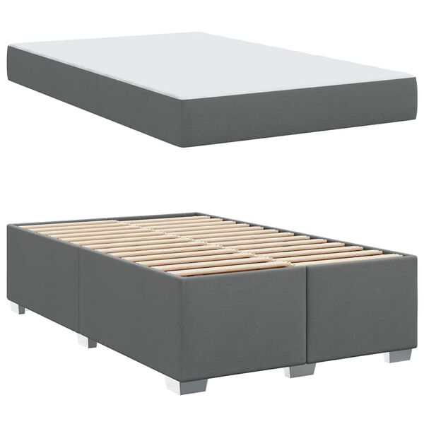 vidaXL Cadre de lit avec matelas Gris fonc&eacute; 120 x 190 cm tissu