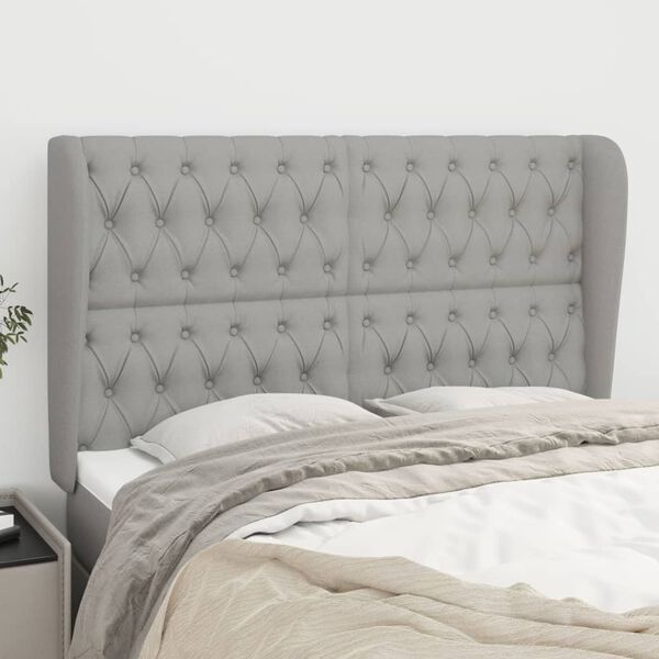 vidaXL T&ecirc;te de lit avec oreilles Gris clair 163x23x118/128 cm Tissu