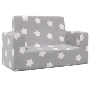 vidaXL Canap&eacute; pour enfants &agrave; 2 places Gris clair &eacute;toiles Peluche douce