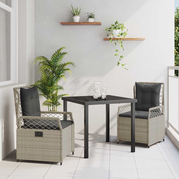 vidaXL Ensemble de salle &agrave; manger pour jardin 3 pcs Gris clair