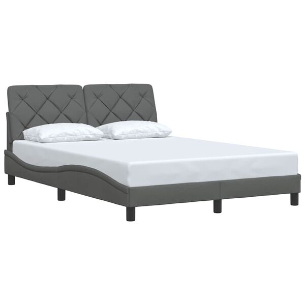 vidaXL Cadre de lit sans matelas gris fonc&eacute; 140x190 cm tissu