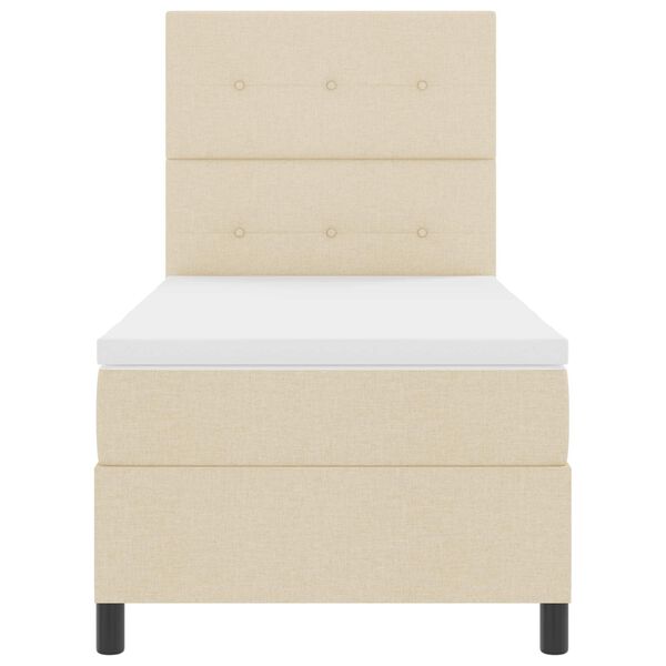 vidaXL Lit &agrave; ressorts avec matelas avec LED Cr&egrave;me 90 x 190 cm tissu