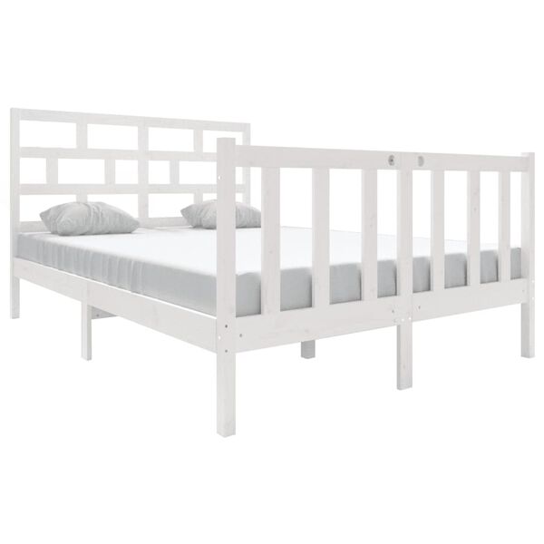vidaXL Cadre de lit sans matelas blanc bois massif 140x190 cm