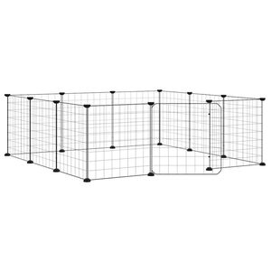 vidaXL Cage pour animaux 12 panneaux avec porte noire 105x105x35 cm